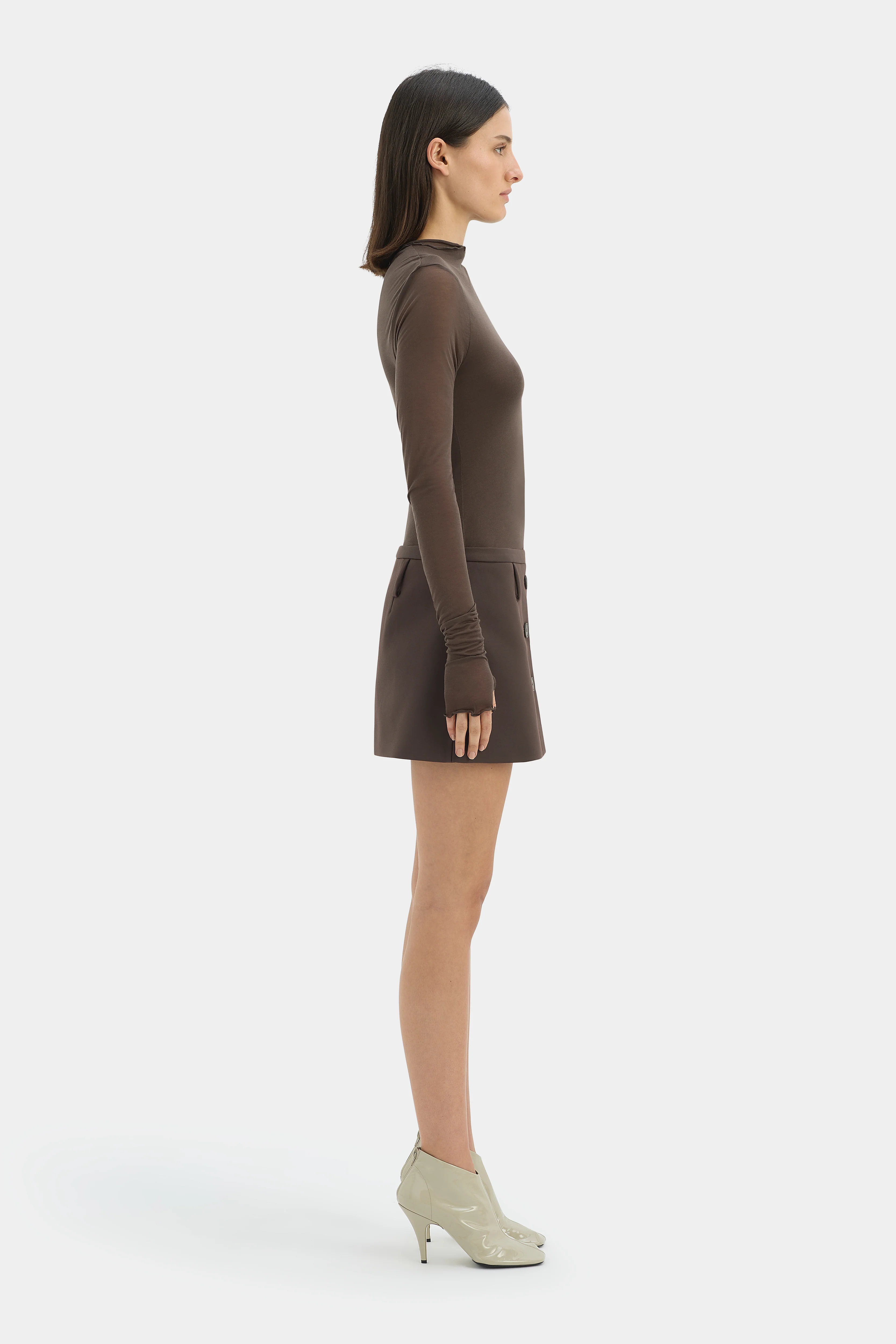 Sandrine Button Mini Skirt - Image 3